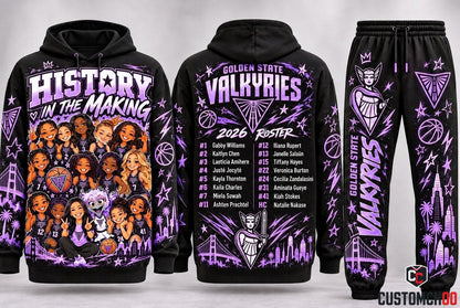 Golden State Valkyries 2026 Finals History in the Making Chibi Roster Hoodie and Sweatpants Tracksuit Set — Style 01