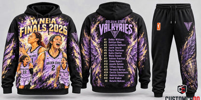 Golden State Valkyries 2026 Finals Dynamic Roster Graphic Hoodie and Sweatpants Tracksuit Set — Style 01