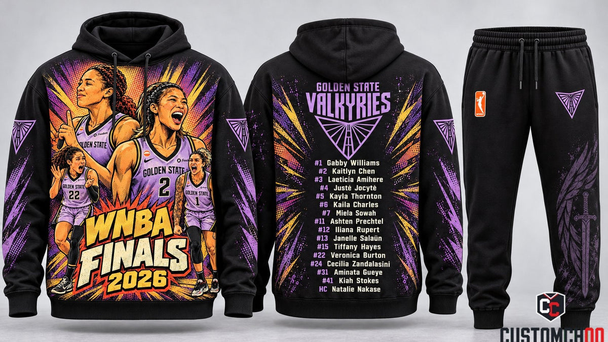 Golden State Valkyries 2026 Finals Retro Comic Burst Graphic Hoodie and Sweatpants Tracksuit Set — Style 02