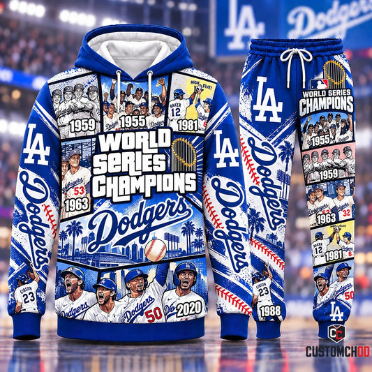 Los Angeles Dodgers World Series Champions Historic Legacy 1955-2020 hoodie and sweatpants fan set