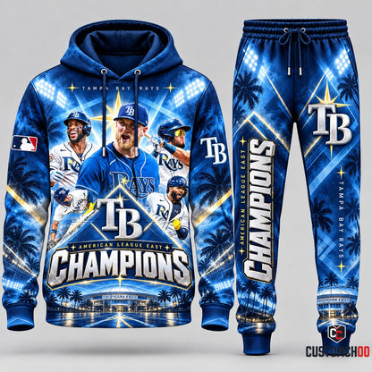 Tampa Bay Rays baseball fan hoodie and sweatpants tracksuit – Style 03 - Tampa Bay Rays Design 3