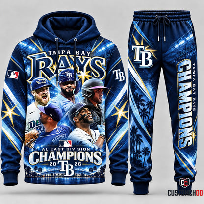 Tampa Bay Rays baseball fan hoodie and sweatpants tracksuit – Style 04 - Tampa Bay Rays Design 4
